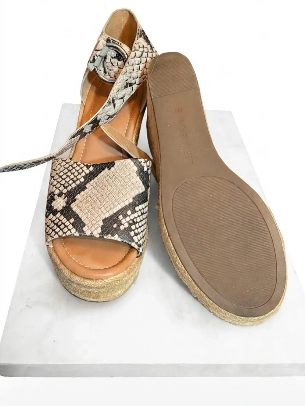 Nine West Snakeskin Espadrille Wedge Sandals Platform Size 8M